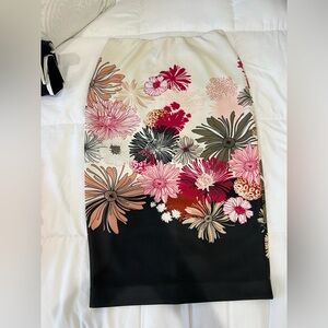 New York & Company Floral Pencil Skirt - Black and Pink